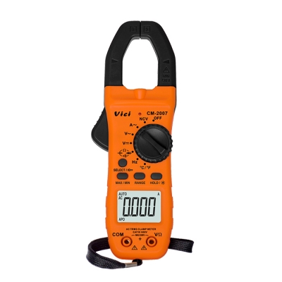 CM-2007 鉗口張開28mm，800A真有效值測量，電容，頻率，溫度測量，NCV功能，背光顯示，鉗頭照明。