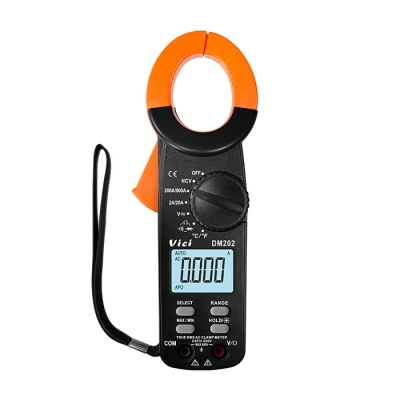 DM202 鉗口張開35mm，真有效值測量，NCV功能，溫度測量，背光顯示。